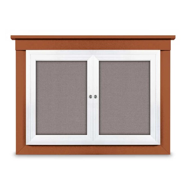 United Visual Products 24"x36" 1-Door Enclosed Letterboard, Grey Vinyl/Cherry UV2621O-CHERRY-GREYVL - main